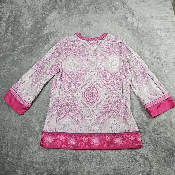 Robert Graham Top Womens M Pink Silk Beaded Embroidered Boho Beachy Tunic NWOT - Picture 8 of 10